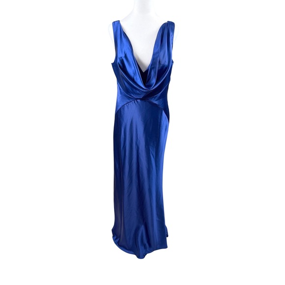 Vince Camuto Dresses & Skirts - Vince Camuto Maxi Dress Womens 12 Blue Cowl Neck Satin Sleeveless NWOT